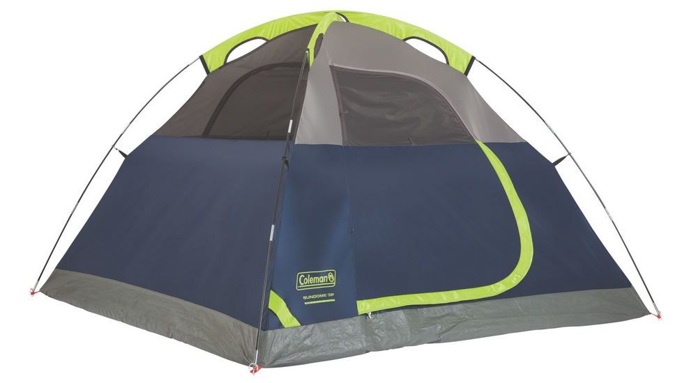 Coleman Sundome 3-Person Tent w/ Rainfly, Navy/Grey, 7x7ft, 2000036414