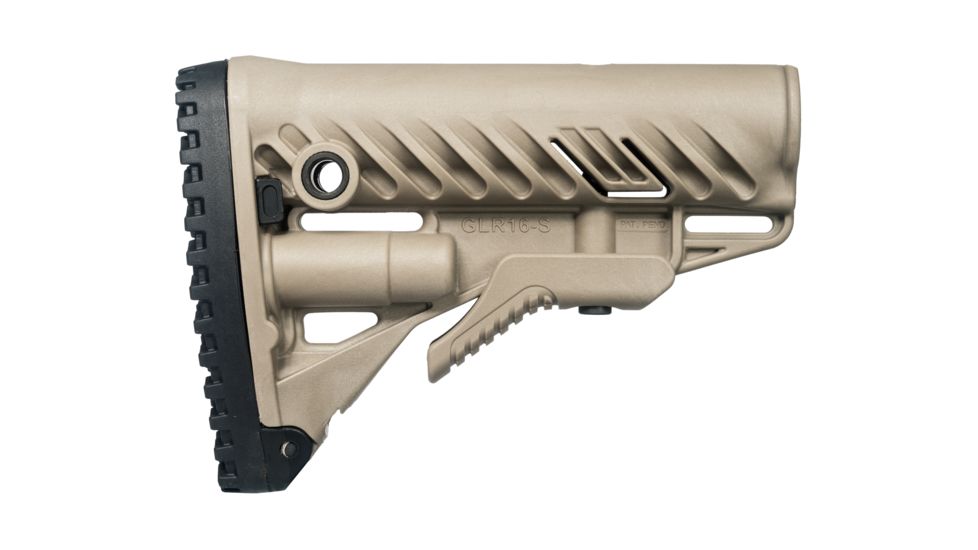 FAB Defense AR-15/M4 Stock With Battery Storage And Rubber Buttpad, FDE, FX-GLR16T