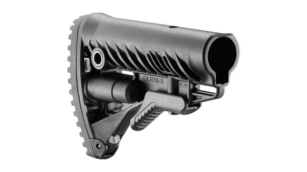 FAB Defense AR-15/M4 Stock With Battery Storage And Rubber Buttpad, Black, FX-GLR16B