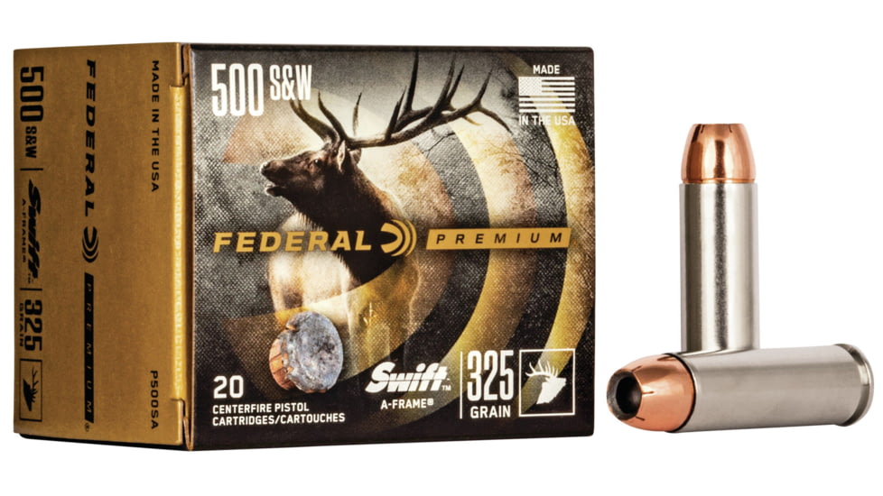 Federal Premium Pistol Ammo, .500 S&amp;W Magnum, Swift A-Frame, 325 grain, 20 Rounds, P500SA