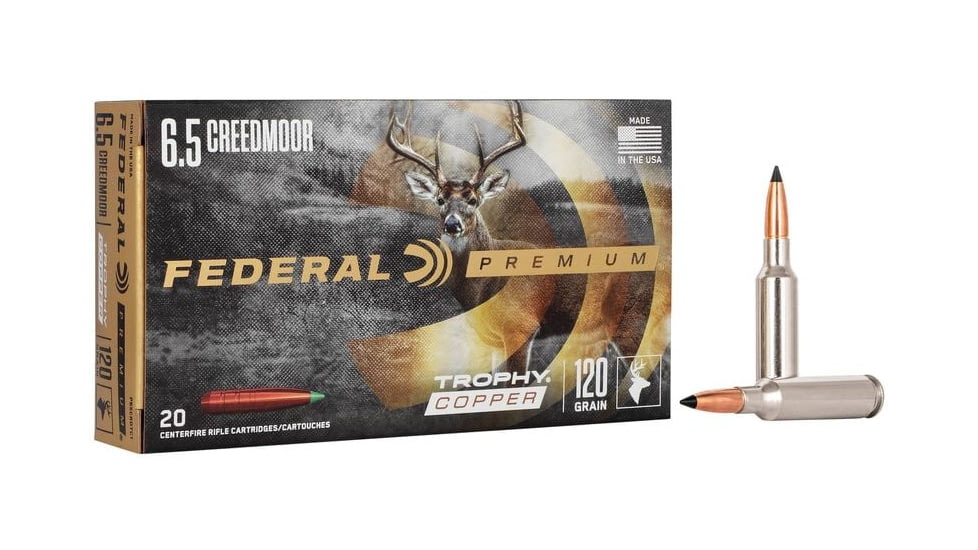 Federal Premium VITAL-SHOK 6.5 Creedmoor 120 Grain Trophy Copper Centerfire Rifle Ammo, 200 Round