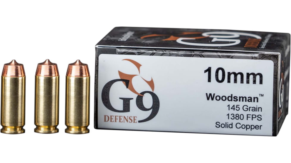 G9 Defense 10mm Auto 145 Grain Copper Solid Brass Cased Pistol Ammo, 20 Rounds, WM-10MM-145A