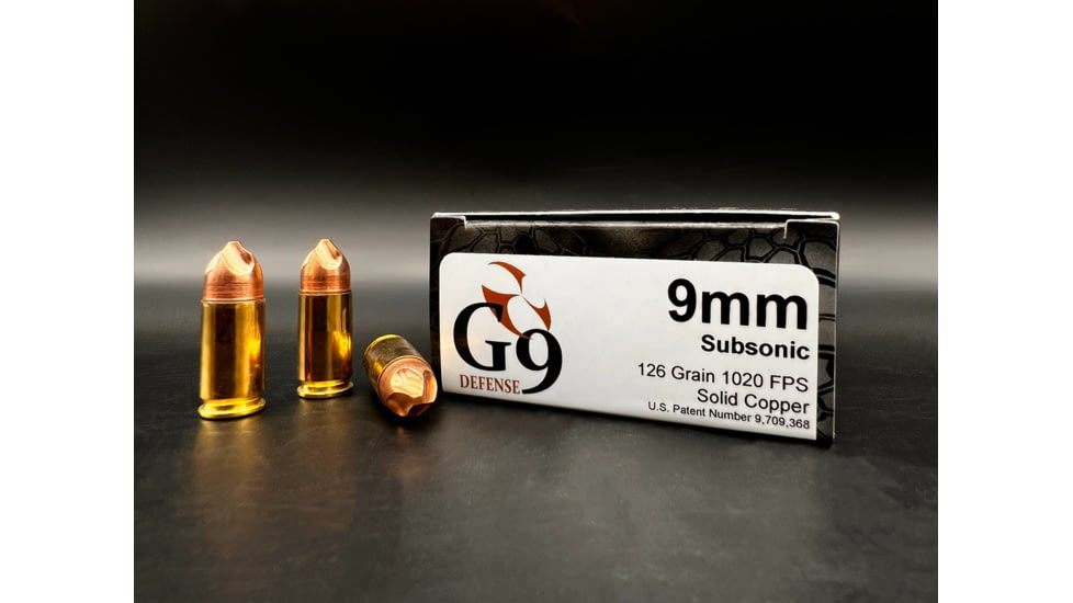 G9 Defense 9mm 126 Grain Subsonic Woodsman Brass Cased Pistol Ammo, 20 Rounds, E-9MM-126A