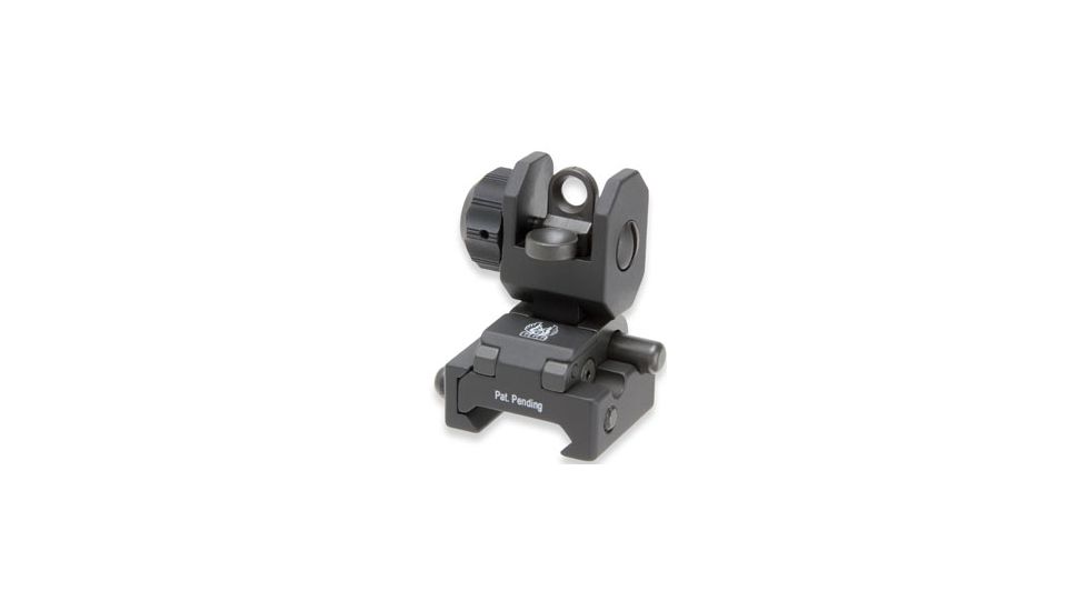 GG&amp;G Spring Actuated A2 Top Mounted Deployable Rear Sight w/Trijicon Tritium A2 Aperture, Black, GGG-1005SAT