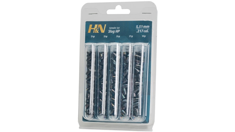 H&amp;N Sport Sampler Slug HP 249 .22 Caliber 5 Types Air Rifle Pellets, 150 Rounds, Silver, Small, 99986340005