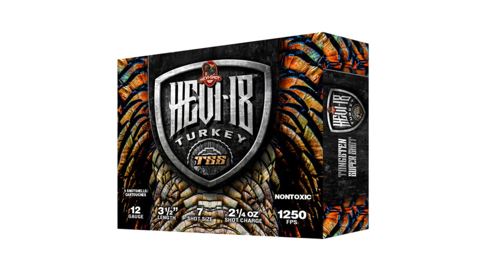 Hevi-shot HEVI-18 TSS Turkey 12 Gauge 2-1/4 oz 3.5 in Centerfire Shotgun Ammo, 5 Rounds, HS4507