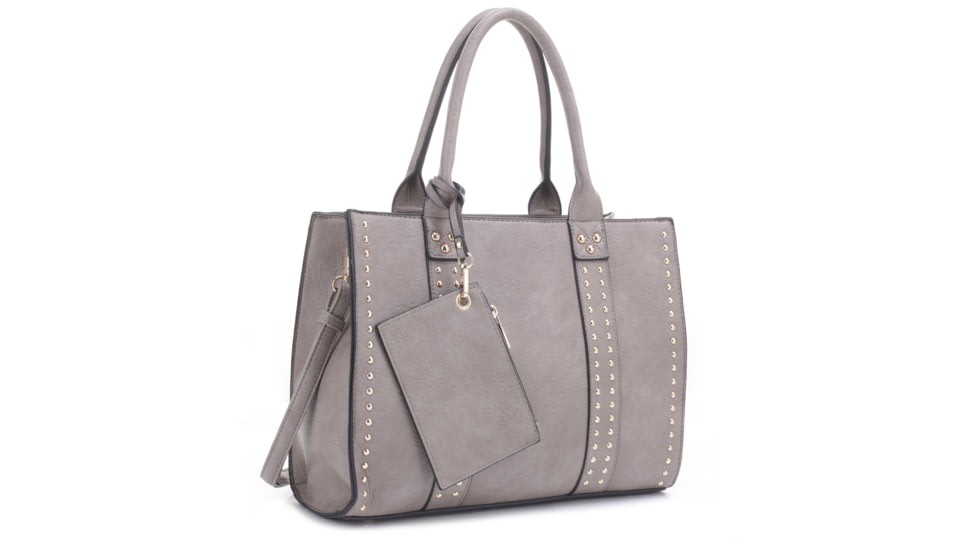 Jessie &amp; James Kate Concealed Carry Lock and Key Satchel with Coin Pouch CCW Handbag, Grey, AMC4032L GY