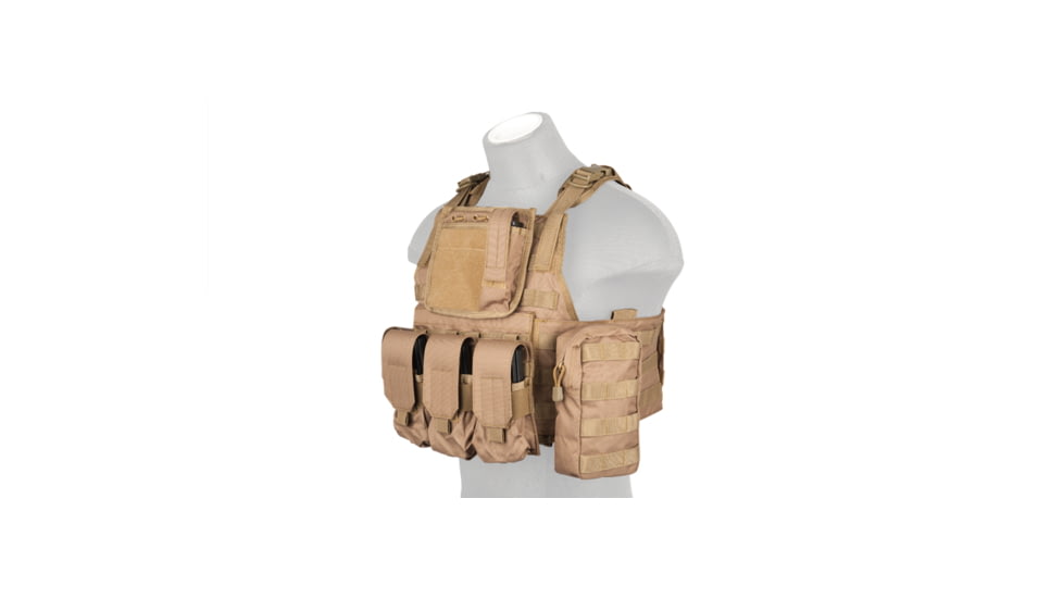 Lancer Tactical Tactical Assault Plate Carrier Vest, Coyote Brown, CA-305KN