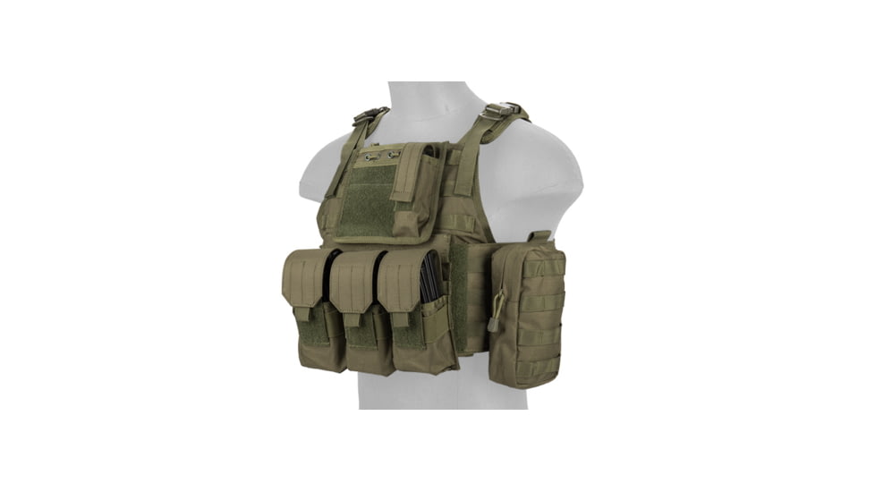 Lancer Tactical Tactical Assault Plate Carrier Vest, Olive Drab, CA-305GN