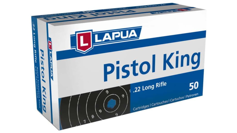 Lapua Pistol King, .22 Long Rifle, 40 grain, Lead Round Nose, Brass, Rimfire Ammo, 50 Rounds, 420164