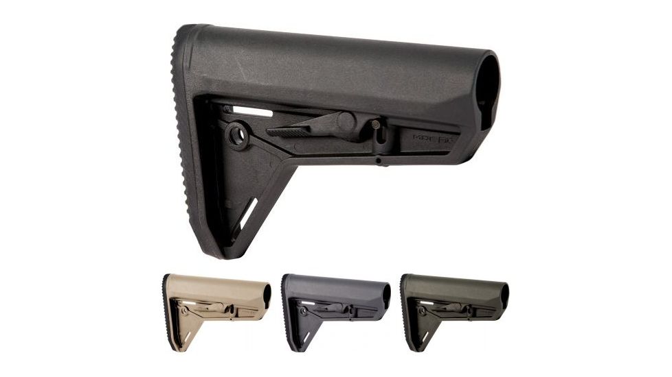 Magpul Industries MOE Slim Line Carbine Stock, Black, Flat Dark Earth, Grey, Olive Drab