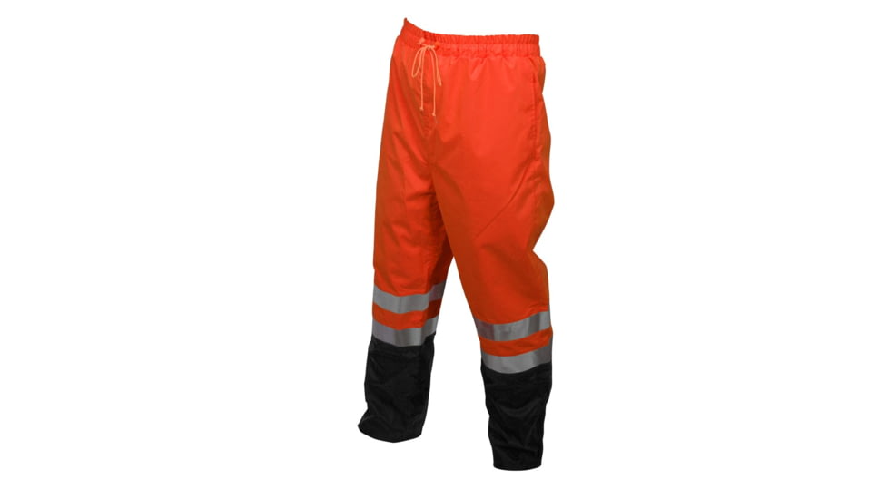 MCR Safety Luminator Series Hi-Vis Waterproof and Rain Pants, Breathable Poly/PU Elastic Waist, ANSI 107 Class E Standard, Fluorescent Orange, XL, 591SPWXL