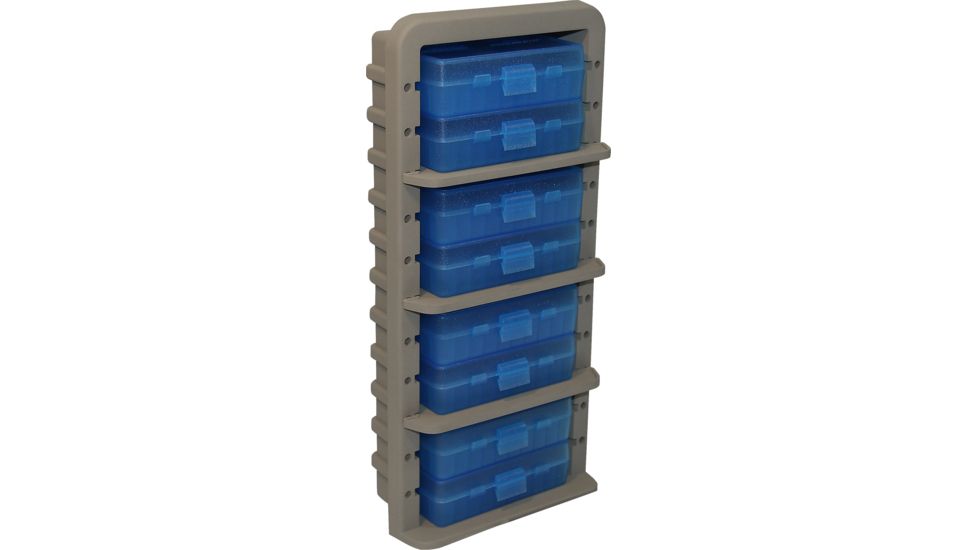 MTM Ammo Rack w 8 P50-9M-24 Ammo Boxes, Dark Earth/Clear Blue, AR9M