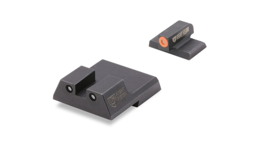 Night Fision Perfect Dot Front Night Sights w/ Square Notch Rear for HK, Orange Front w/ Green Tritium - Black Rear w/ Gree, fits VP9, VP9SK, .45C, .45C Tactical, P30, P30L, P, HAK-126-003-OGZG