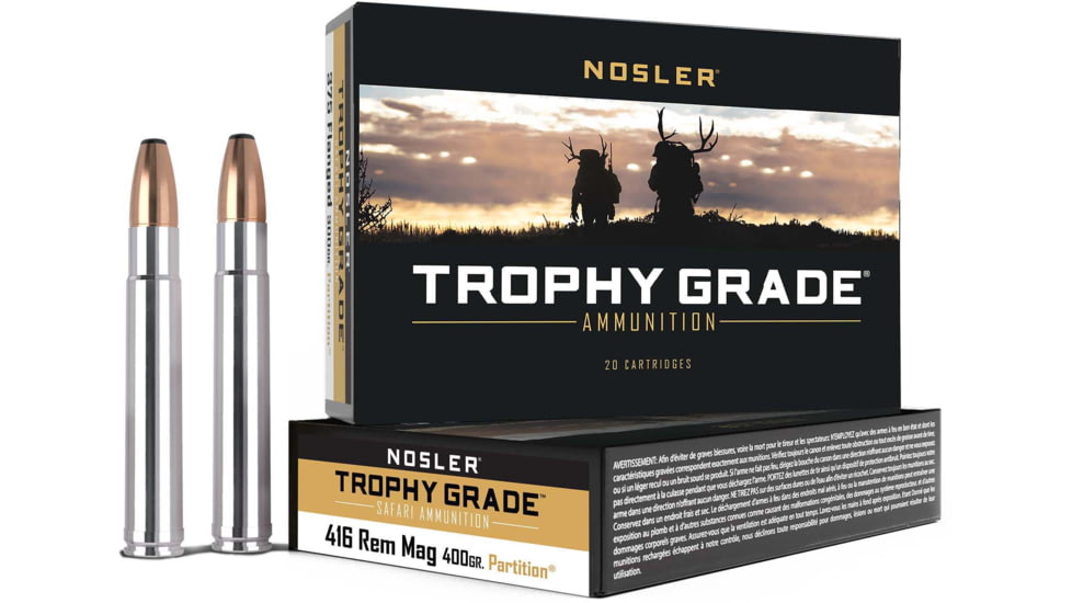 Nosler .416 Remington Magnum, Partition , 400 grain, Nickle Plated Cased, 20 Rounds, 40616