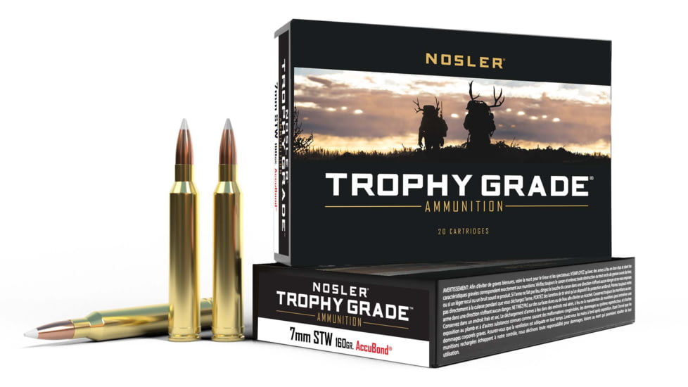 Nosler 7mm Winchester Short Magnum, AccuBond , 160 grain, Brass Cased, 20 Rounds, 60047