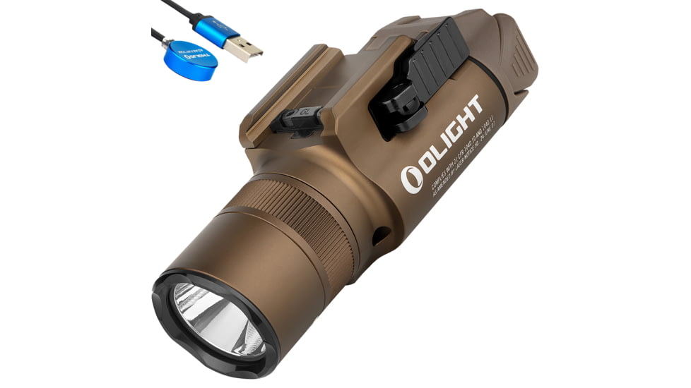 Olight Baldr Pro R Desert Rechargeable And Green Laser Combo LED Flashlight, Cool White, 1350 Lumens, Desert Tan, FL-OL-BALDRPROR-TN