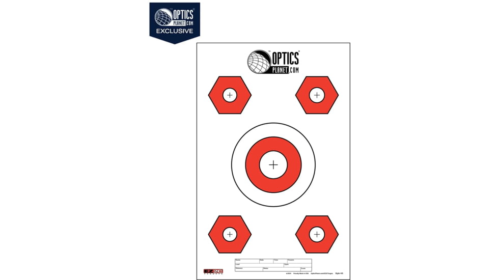 OpticsPlanet Exclusive EZ2C Targets Style H3, Orange and Black Ink on High Quality White Paper, 25 Pack, EZ2CSH03