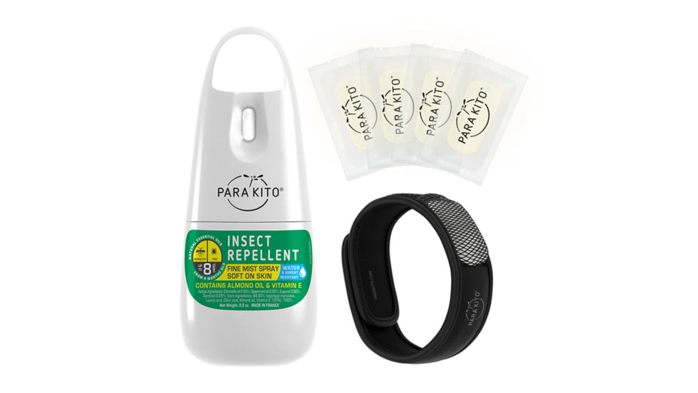 Parakito Bundle 1 Spray +1 Wristband w/ 4 Refills, Black, One Size, SP1US-WBBK