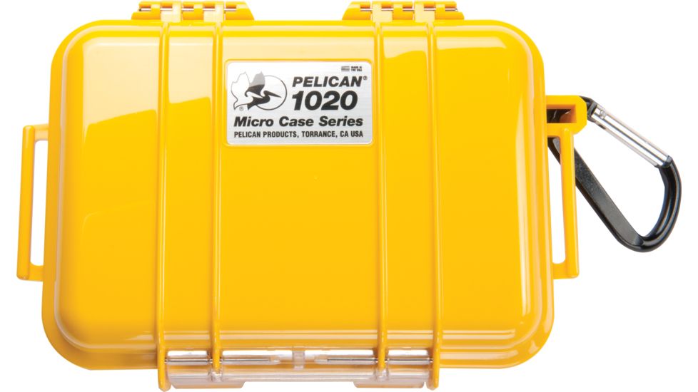 Pelican 1020 Micro Watertight Dry Box, 6.37x4.75x2.12in, Solid Yellow w/Loop, 1020-025-240