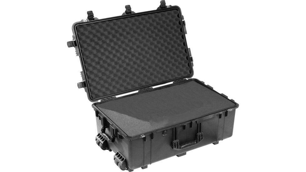 Pelican 1650 Large Crushproof Wheeled Dry Case, 30.75x20.5x11.6in, Black, w/Foam, 1650-020-110