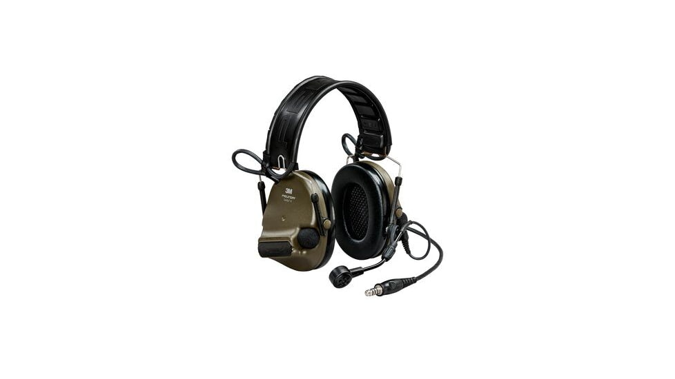 PELTOR 3M, ComTac, VI NIB Headset, Foldable, Single Lead, Standard Dynamic MIc, MI Input, Nato Wiring, Green, MT20H682FB-47N GN