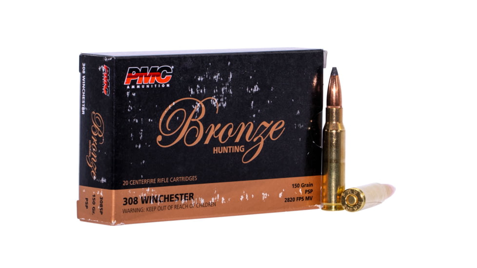 PMC Ammunition .308 Winchester 150 Grain Pointed Soft Point Brass Cased Rifle Ammo, 20 Rounds, 308SP