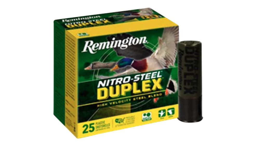 Remington Nitro Steel Duplex 12 Gauge BBx2 3in Shotgun Ammo, Steel 1450 FPS, 25 Rounds, R20323-25RD