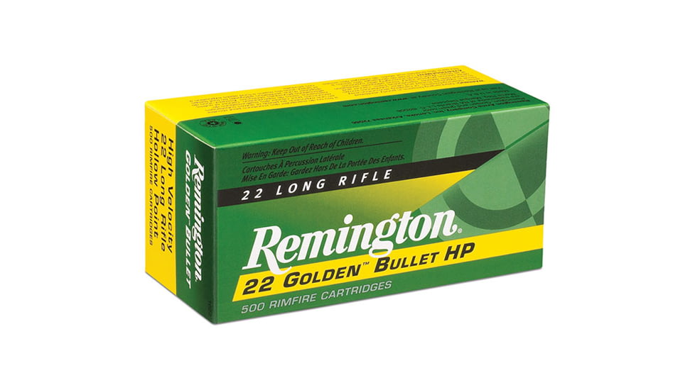 Remington 22 Golden Bullet .22 Long Rifle 40 grain Round Nose Brass Cased Rimfire Ammo, 50 Rounds, R21006