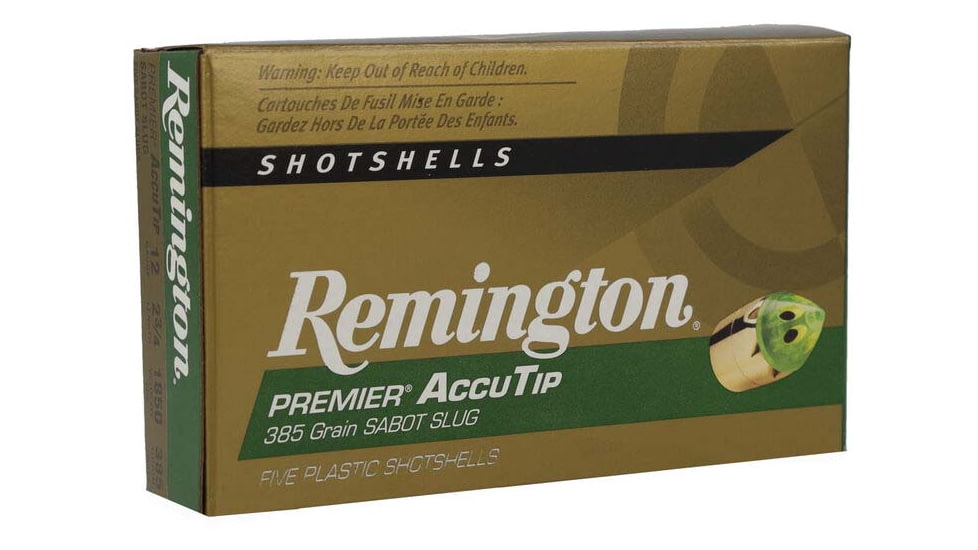 Remington Premier AccuTip Sabot Slugs 12 Gauge 385 Grain Power Port Tip Slug 2.75in Centerdire Shotgun Slug Ammo, 5 Rounds, 20727