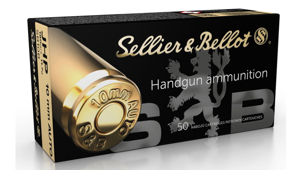 Sellier &amp; Bellot 10mm 180 Grain Jacketed Hollow Point Pistol Ammo, 50 Rounds, SB10B