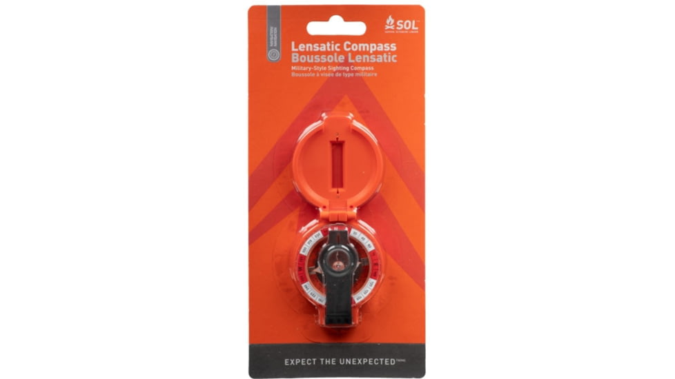 Survive Outdoors Longer Lensatic Compass, Orange, 0140-0024