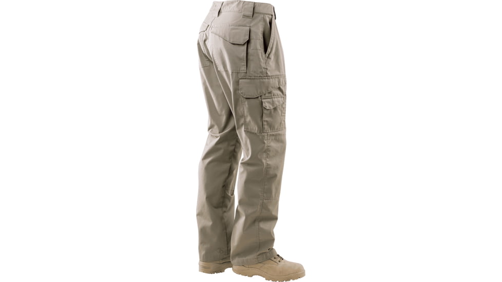 TRU-SPEC 24-7 Series Tactical Teflon Pants - Mens, PolyCotton Ripstop, Khaki, Unhemmed, Waist 28 in, Inseam 37 in, 1060082