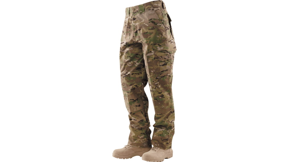 TRU-SPEC 24-7 Series Tactical Teflon Pants - Mens, PolyCotton Ripstop, MultiCam, Unhemmed, Waist 28 in, Inseam 37 in, 1067082