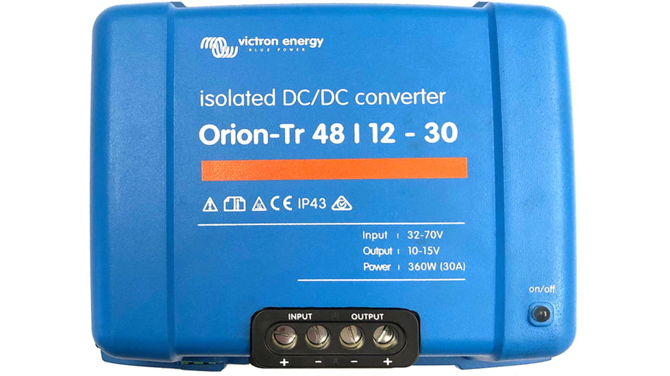 Victron Energy Orion-TR DC-DC Converter, 48 volts to 12 volts, 30 amps Isolated, Blue, ORI481240110