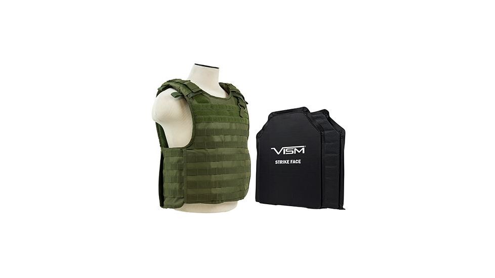 Vism 2964 Series Quick Release Plate Carrier includes two of the Larger BSC1114 Soft Ballistic Panels, Green BSLCVPCVQR2964G-A