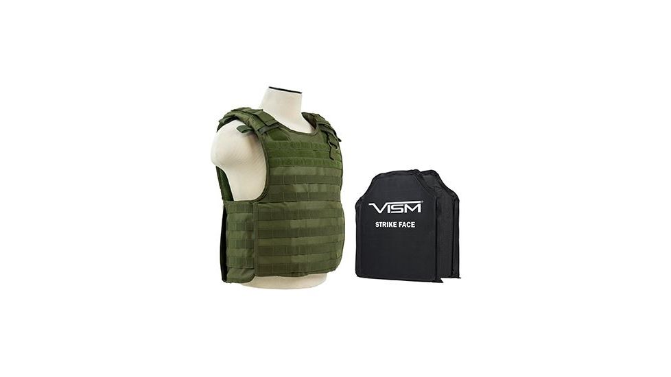 Vism 2964 Series Quick Release Plate Carrier includes two BSC1012 Ballistic Soft Panels, Green BSCVPCVQR2964G-A