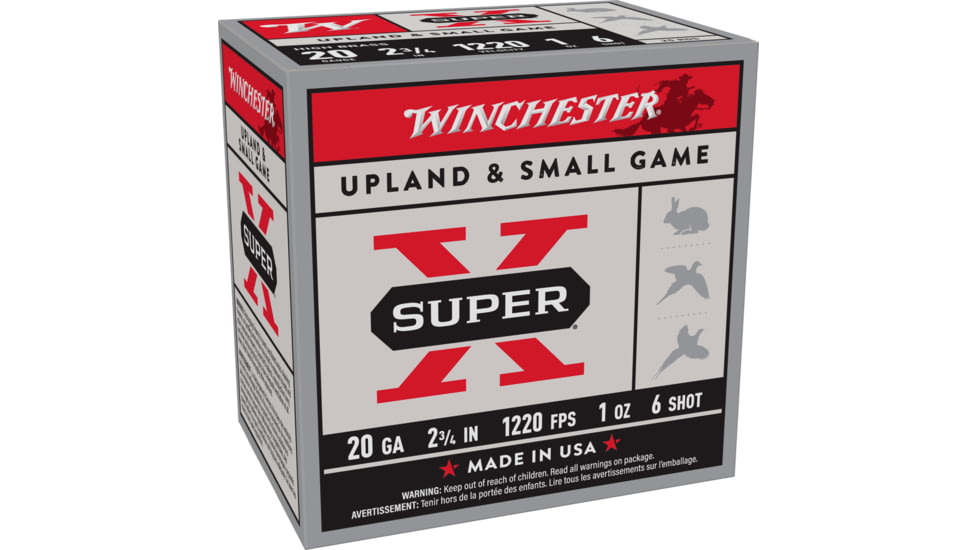 Winchester Super-X Shotshell 20 Gauge 1 oz 2.75in Centerfire Shotgun Ammo, 25 Rounds, X206