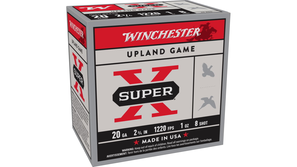 Winchester Super-X Shotshell 20 Gauge 1 oz 2.75in Centerfire Shotgun Ammo, 25 Rounds, X208