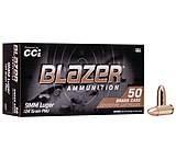 Image of CCI Ammunition Blazer Brass 9mm Luger 124 Grain Full Metal Jacket Centerfire Pistol Ammunition