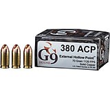 G9 Defense .380 ACP 70 Grain Hollow Point Brass Cased Pistol Ammo, 20 Rounds, E-380ACP-70A