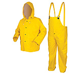 Image of MCR Safety Commodore Series 3 Piece Waterproof Rain Suit, PVC/Non-Woven Poly/Nylon, Rain Jacket, Detachable Hood and Bib Pants