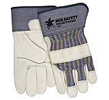 Image of MCR Safety Mustang Premium Grain Leather Palm Work Gloves, 2.5in Rubberized Safety Cuff