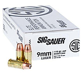 Image of SIG SAUER Elite V-Crown 9 mm Luger 115 Grain Jacketed Hollow Point Brass Cased Pistol Ammunition