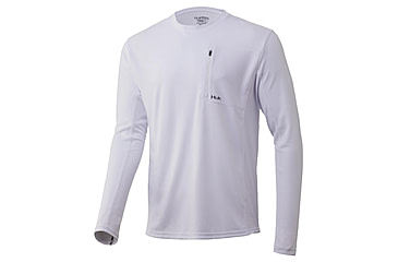 Image of HUK Performance Fishing Icon X Long Sleeve Pocket Shirt - Mens, White, Small, H1200284-100-S