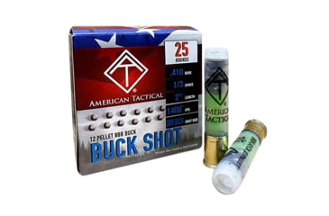 Image of American Tactical Imports Shotshell, 410 Gauge, 12 Pellet, Shotgun Buckshot Ammo, 25 Rounds, ATIAC410BBB-25RD