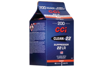 Image of CCI Ammunition Clean-22 Suppressor .22 Long Rifle 45 grain Lead Round Nose Rimfire Ammo, 200 Rounds, 980CC