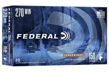 Image of Federal Premium Power-Shok .270 Winchester 150 Grain Jacketed Soft Point Centerfire Rifle Ammo, 20 Rounds, 270B