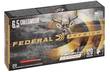 Image of Federal Premium VITAL-SHOK 6.5 Creedmoor 120 Grain Trophy Copper Centerfire Rifle Ammo, 200 Round