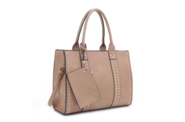 Image of Jessie &amp; James Kate Concealed Carry Lock and Key Satchel with Coin Pouch CCW Handbag, Beige, AMC4032L BG